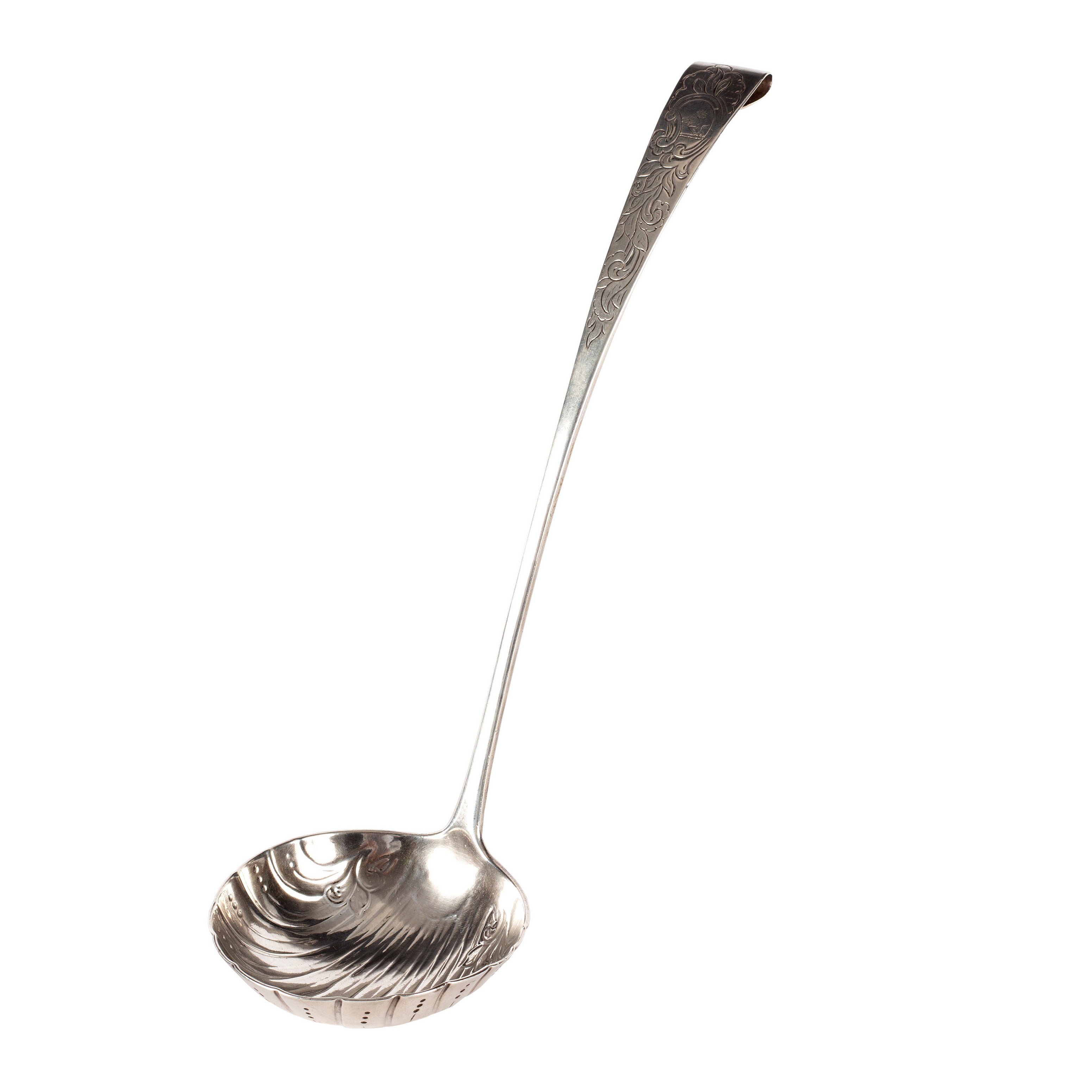 An Irish provincial hook end silver ladle, Joseph Johns, Limerick circa 1760,