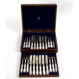 Twelve pairs of silver dessert knives and forks, Richard Martin and Ebenezer Hall, Sheffield 1891,