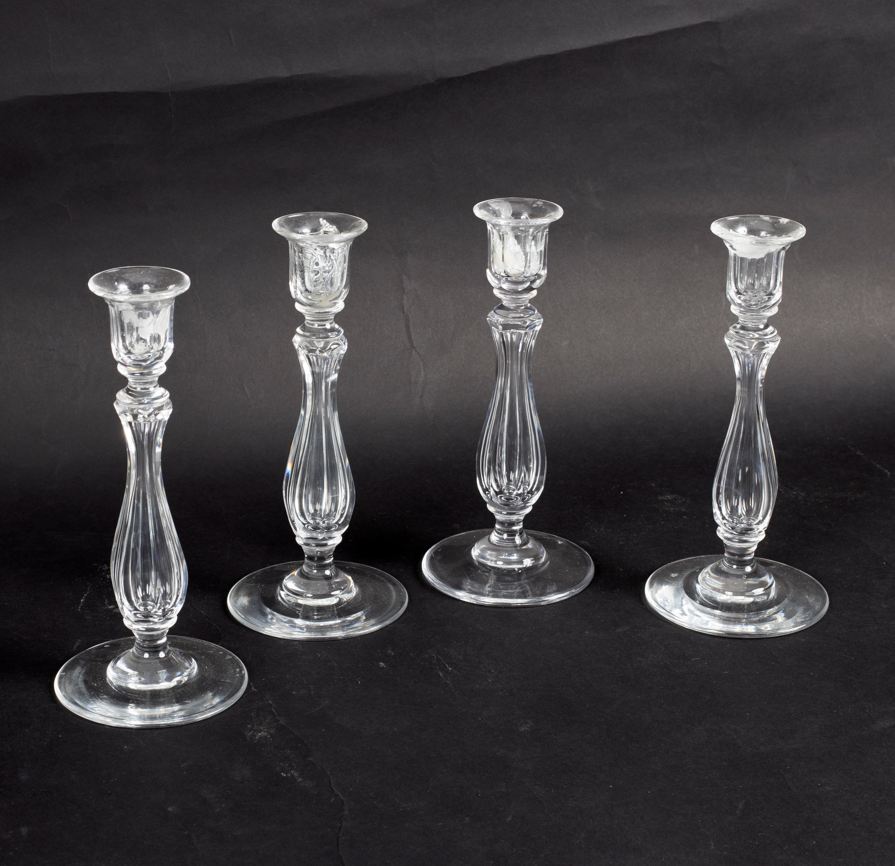 Four late 19th Century cut glass candlesticks of fluted baluster form, - Image 2 of 2