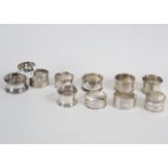 Eight silver napkin rings,