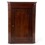 A 19th Century oak hanging corner cupboard with panelled door,