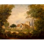 Edmund John Niemann (British 1813-1876)/A Village Church/signed and indistinctly dated lower right