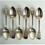 Six fiddle and thread pattern silver tablespoons,