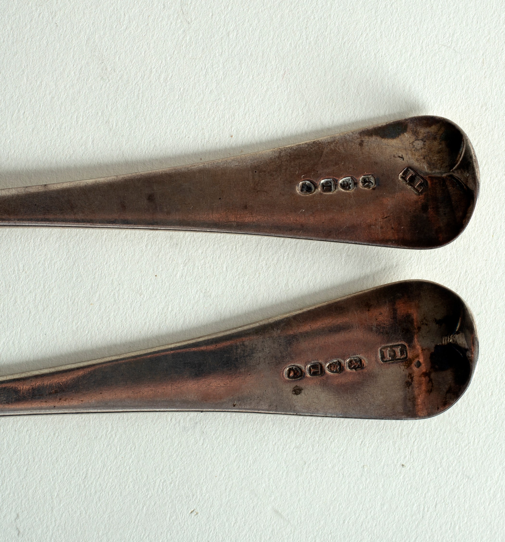 A pair of old English pattern silver basting spoons, - Image 2 of 2