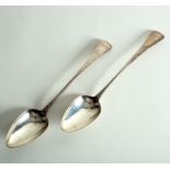 A pair of old English pattern silver basting spoons,