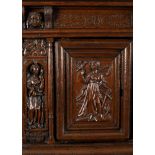 A Flemish oak side cabinet, 16th Century and later,