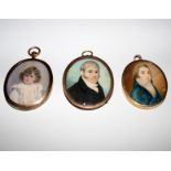 19th Century English School/Portrait Miniature of a Gentleman/wearing a white stock and black