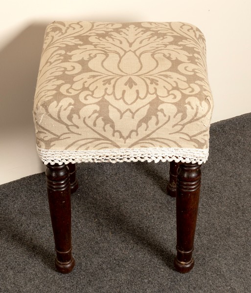 A Victorian upholstered stool on turned legs, - Image 2 of 2