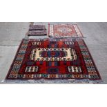 A Turkish rug of Kazak design, 199cm x 163cm, a Shahsavan bagface, North West Persia,