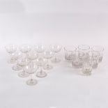 Ten wine glasses with thumb pressed decoration, 12.