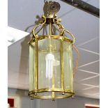 A gilt brass hanging lantern and a two-branch,