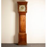 An early 19th Century oak longcase clock, fitted an associated square brass dial, Jno Weller London,