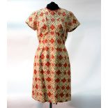 A Mary Donan chintz cotton floral sleeveless dress with matching cloche hat,