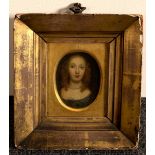 17th Century English School/Portrait Miniature of a Young Girl/head and shoulders,