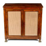A Regency rosewood and brass inlaid side cabinet,