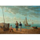 19th English School/Fishermen on a Beach/a pair/oil on board,