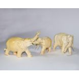 Three Anglo-Indian ivory elephants,