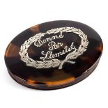 Royal interest: A tortoiseshell and silver mounted oval box, circa 1900,