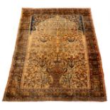 A Kashan silk prayer rug, Central Persia, circa 1900,