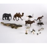 A quantity of Britain's and other toy animals, to include a crocodile, 20cm long, highland cow,