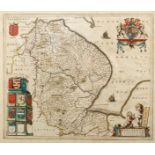 Joan Blaeu (Dutch 1596-1673)/Lincolnia Comitatus/hand coloured engraved map,