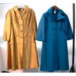 A Mary Donan slub silk dress and matching coat and another dress and coat outfit in silk