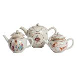 Three Chinese famille rose teapots and covers,