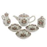 A Chinese famille rose armorial porcelain part tea service, Qianlong Period, circa 1760, comprising,