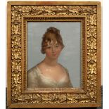 Early 19th Century English School/Portrait of a young Lady/head and shoulders/oil on metal,