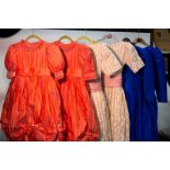 Six children's taffeta bridesmaid dresses,