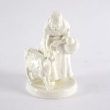 A Royal Worcester white glazed figure, The Old Goat Woman,