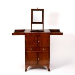 A Regency mahogany enclosed washstand with cupboards and drawers beneath, on splay feet,