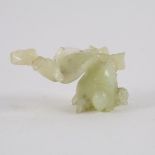 A Chinese pale celadon jade carving of a golden carp, 20th Century, 7.