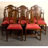A set of eight George III style mahogany dining chairs with splat backs,