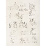 Rowlandson (T) Outlines of Figures Landscape and Cattle (No 3), eight etched sheets,