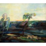 20th Century/Landscape/Sheep in the Foreground/signed Alba and dated 1934/oil on canvas, 36.