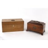 An 18th Century mahogany tea caddy,