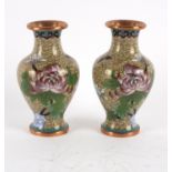 A pair of cloisonné baluster vases, 12.