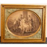 Bartolozzi/Allegorical Scene/oval stipple engraving,