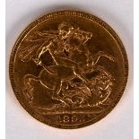 A Queen Victoria gold sovereign,