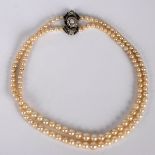 A two-row pearl necklace,