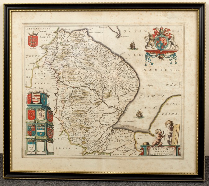 Joan Blaeu (Dutch 1596-1673)/Lincolnia Comitatus/hand coloured engraved map, - Image 2 of 3
