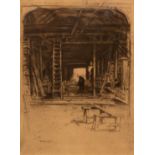 David Young Cameron RA (British 1865-1945)/Robert Lee's Workshop/signed and inscribed/etching and