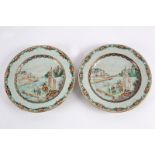 A pair of famille rose European design dishes, Qianlong period,