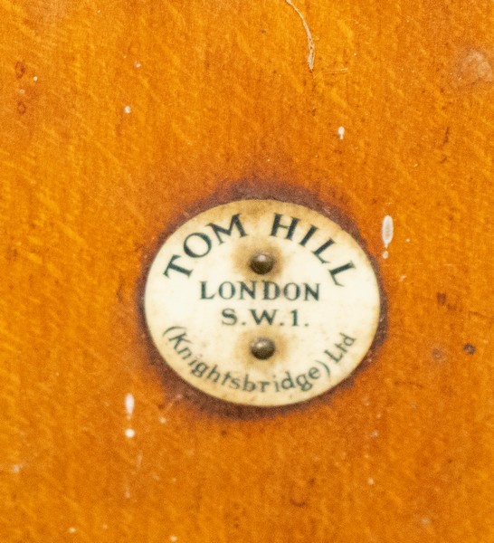 An oak boot jack by Tom Hill, with ivorine trade label 'Tom Hill, London SW1, (Knightsbridge) Ltd', - Image 2 of 2