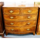 A 19th century mahogany and inlaid chest of two short and three long drawers,