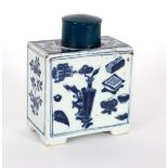 A Chinese blue and white tea canister, late 18th Century,