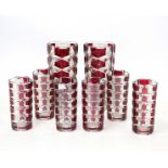 J G Durand, a pair of large Windsor Rubis vases, circa 1970, in pressed red flecked glass,