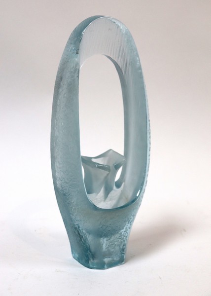 Professor Jan Cerney, a sculptural glass candle holder, incised signature to back,