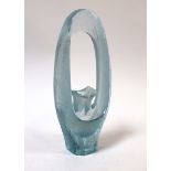 Professor Jan Cerney, a sculptural glass candle holder, incised signature to back,